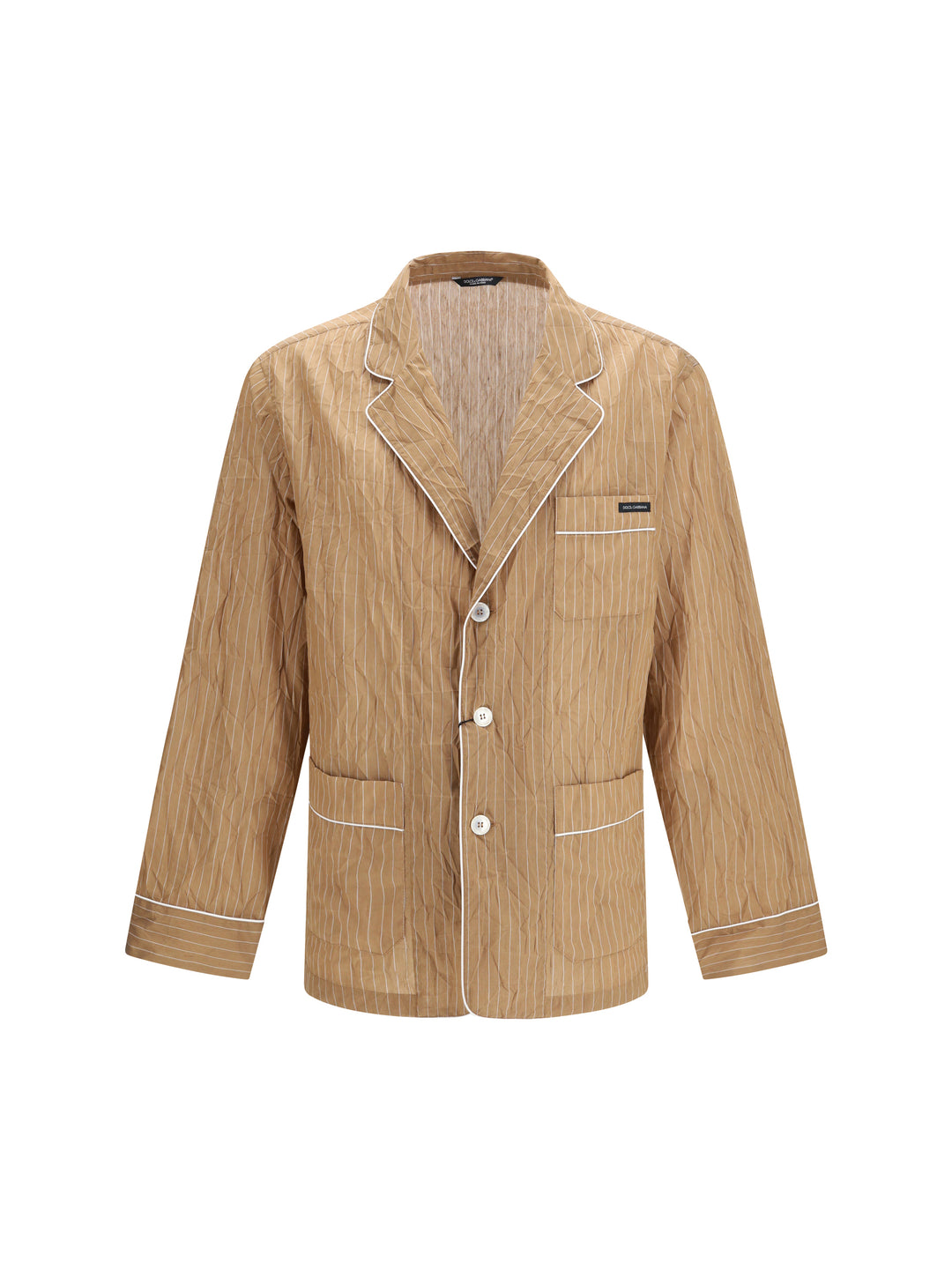 Vanity Shirt-style robe in froissé striped fabric 1