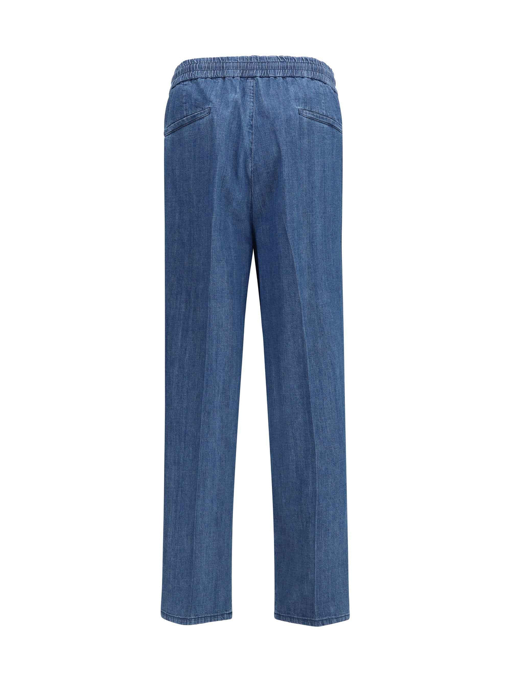 Lightweight denim Pants with drawstring and double pleats