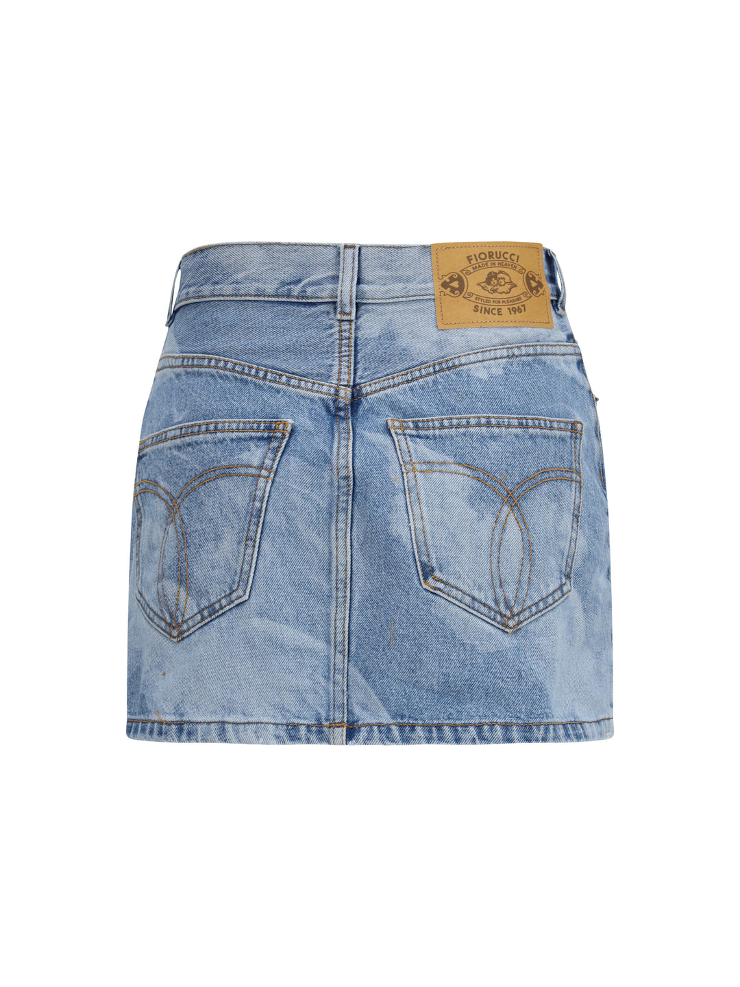 Angel-print denim mini Skirt 2