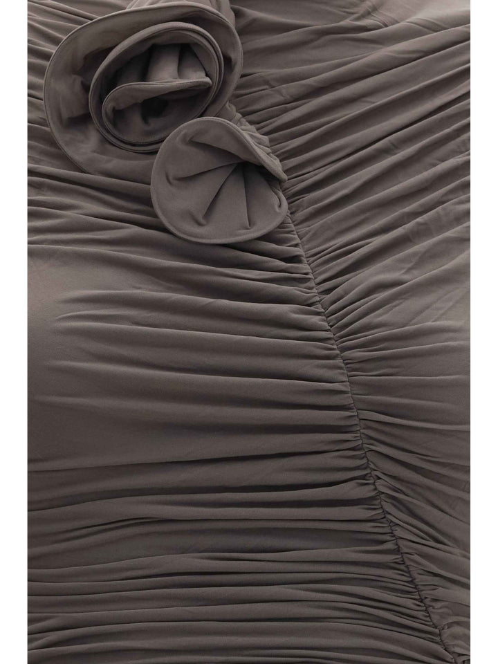 Draped high-neck midi Dress