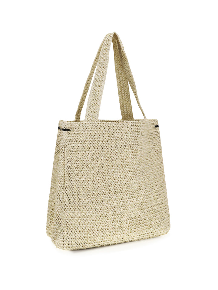 Raffia Tote Bag with poodle 3