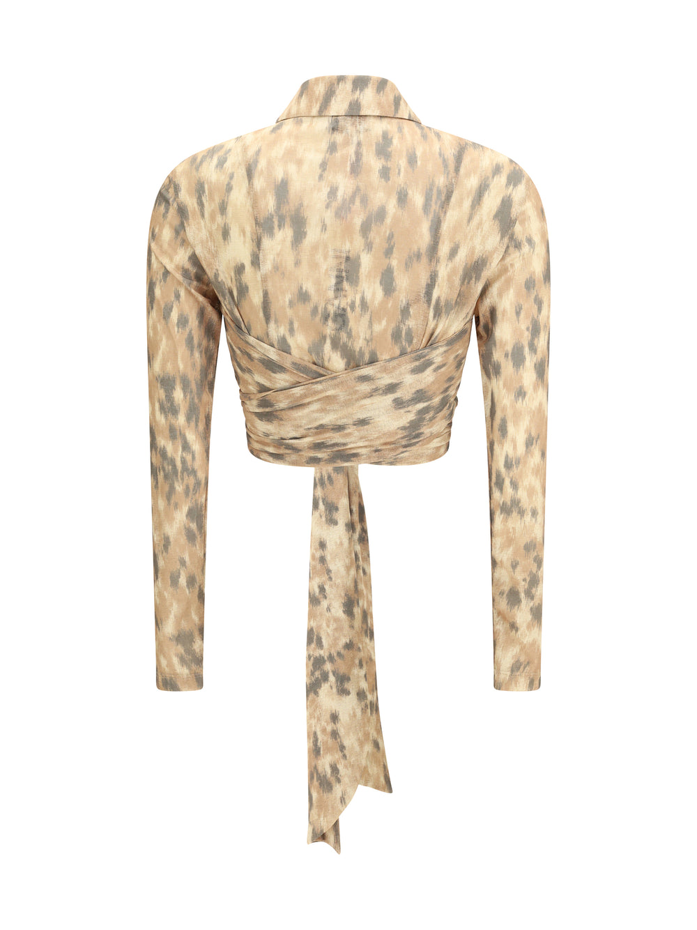 Printed marl mesh tie Blouse 2