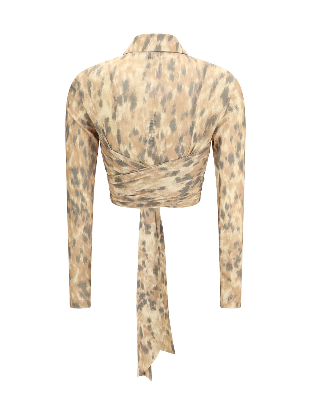 Printed marl mesh tie Blouse 2