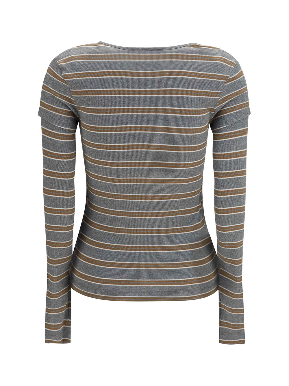 Ribbed V-neck long-sleeve T-shirt