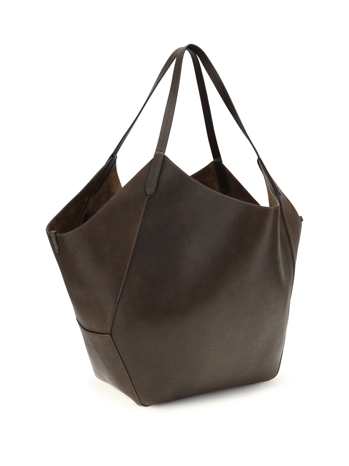 Leather Shopping Bag with monili detail 3