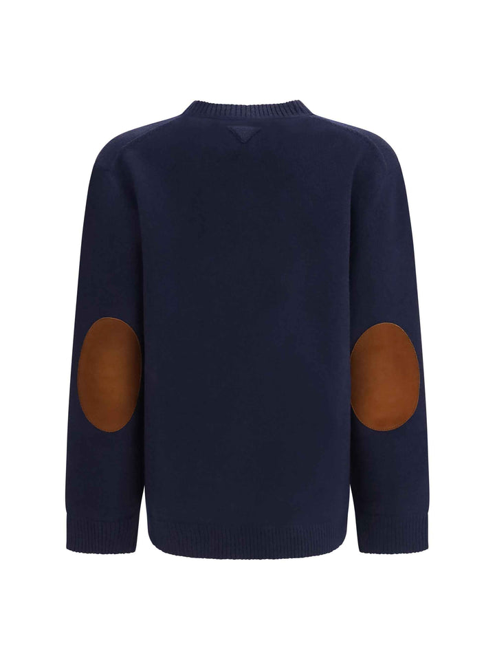 Crewneck Sweater with suede elbow patches