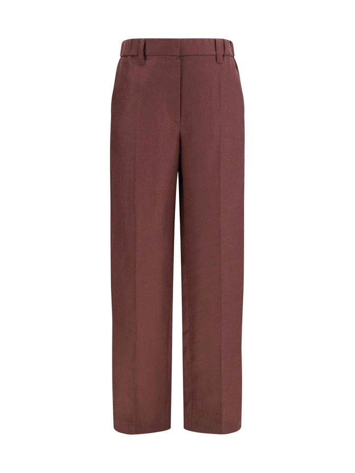 Wide-Leg Pants in linen with elastic waistband and belt loops