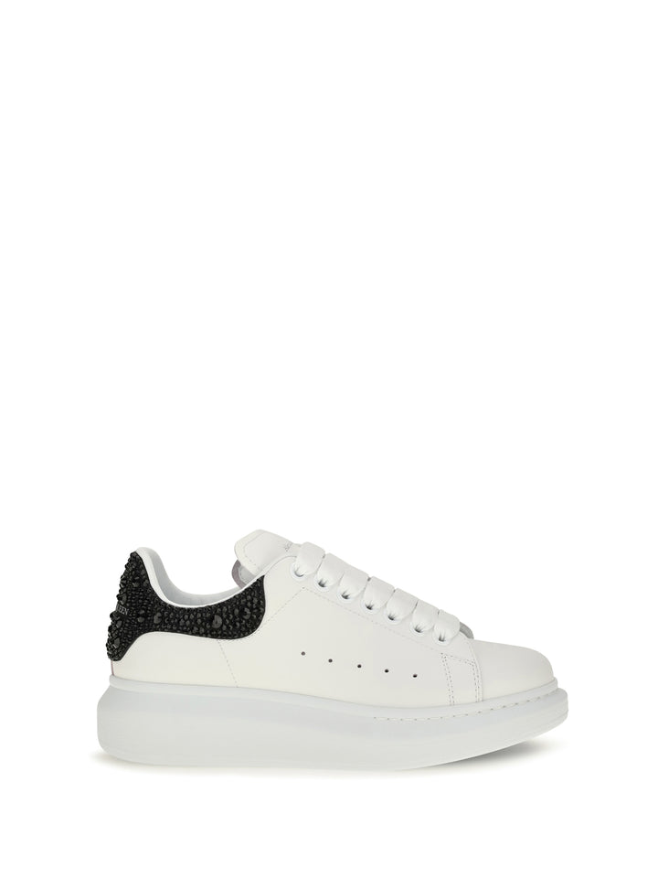 Oversized Sneakers with suede heel and crystal details 1