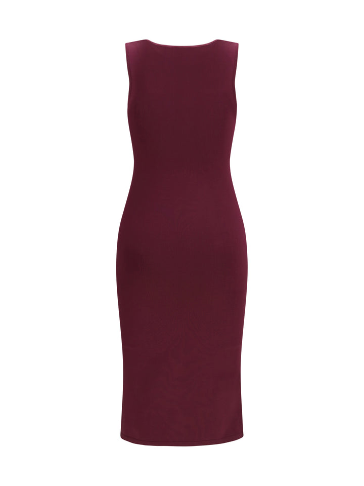 Sleeveless slim-fit long silk Dress 2