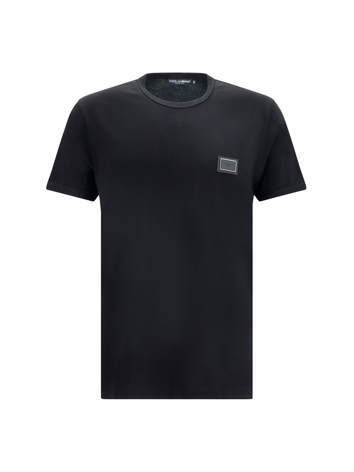 Cotton T-shirt with logo plaque 1
