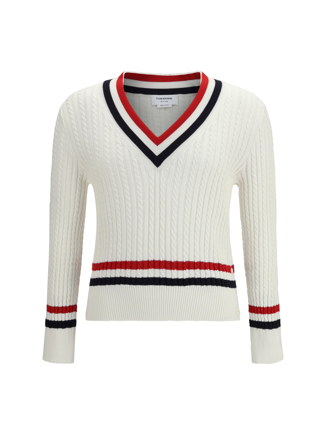 Intarsia cable-knit V-neck Sweater 1