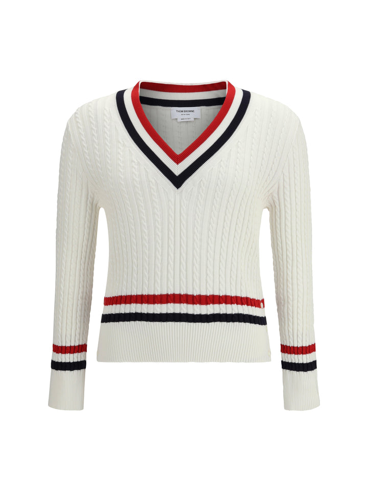 Intarsia cable-knit V-neck Sweater 1