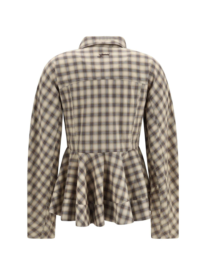 Check flannel Peplum Shirt