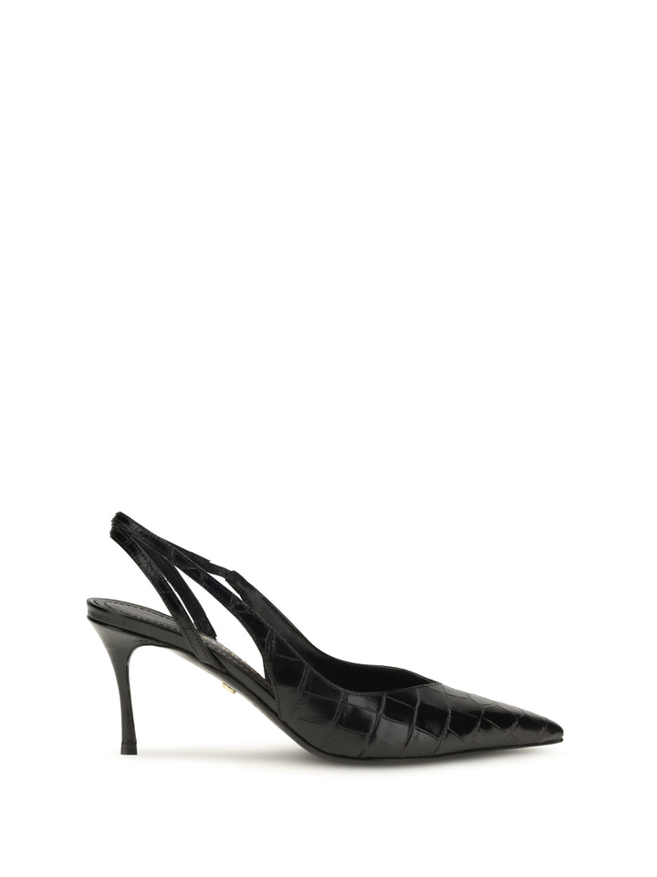 Crocodile-effect leather Slingback Pumps 1