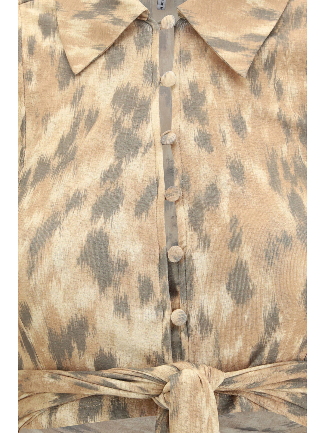 Printed marl mesh tie Blouse 3