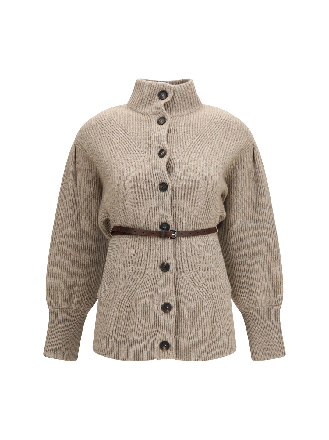High neck Cardigan with belt 1