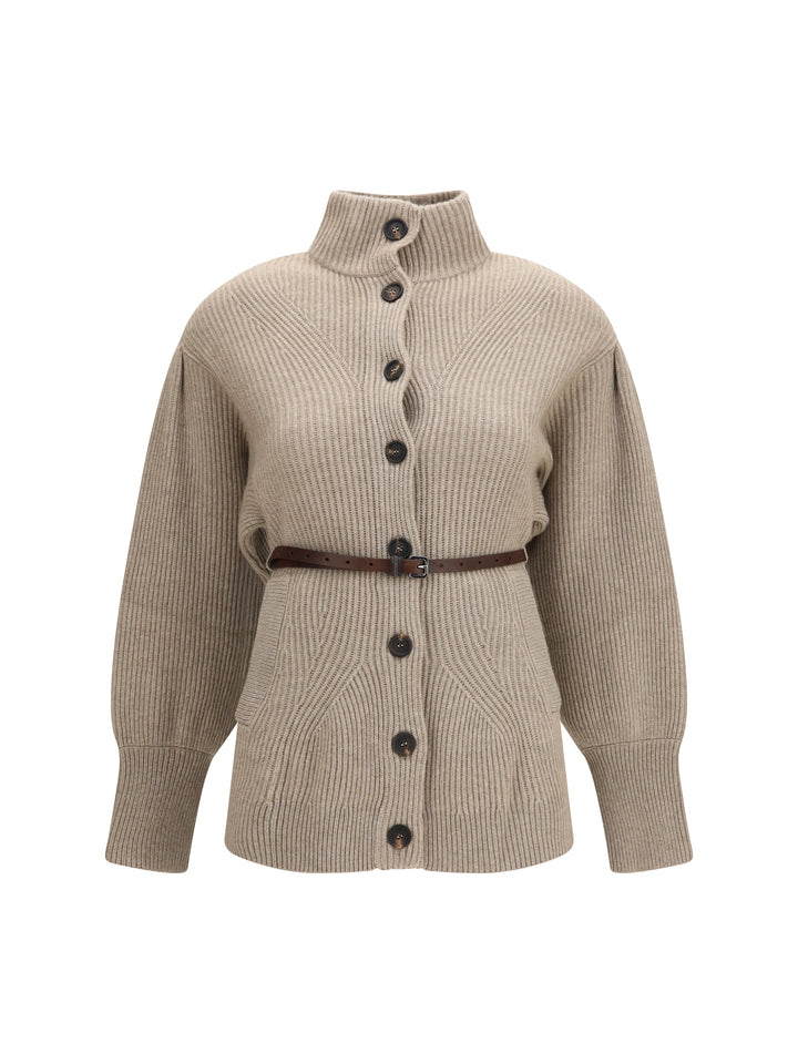 High neck Cardigan with belt 1