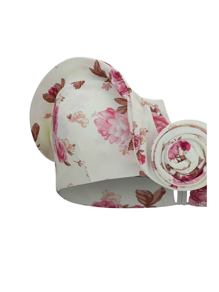 Sculptural floral-print bandeau Swim Top