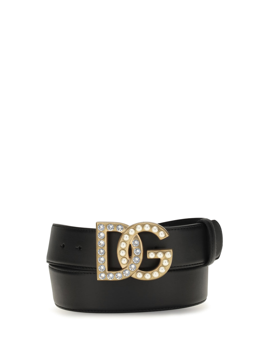 Leather Belt with crystal DG logo 1