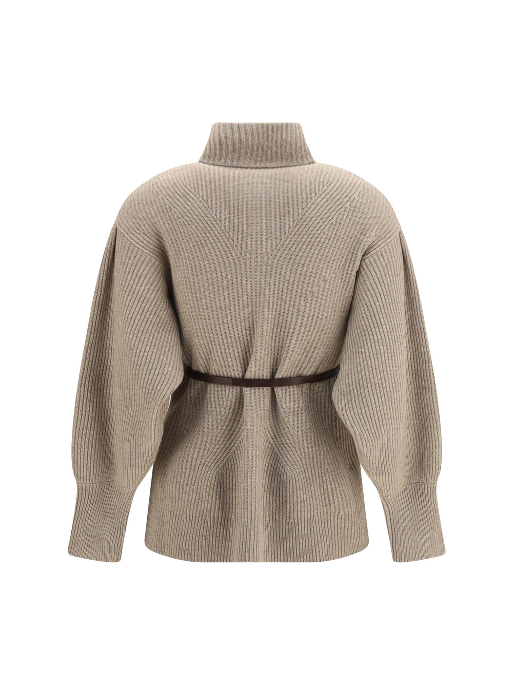 High neck Cardigan with belt 2