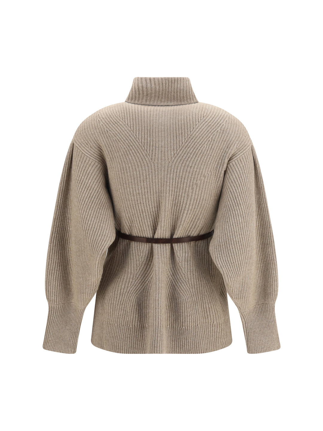 High neck Cardigan with belt 2