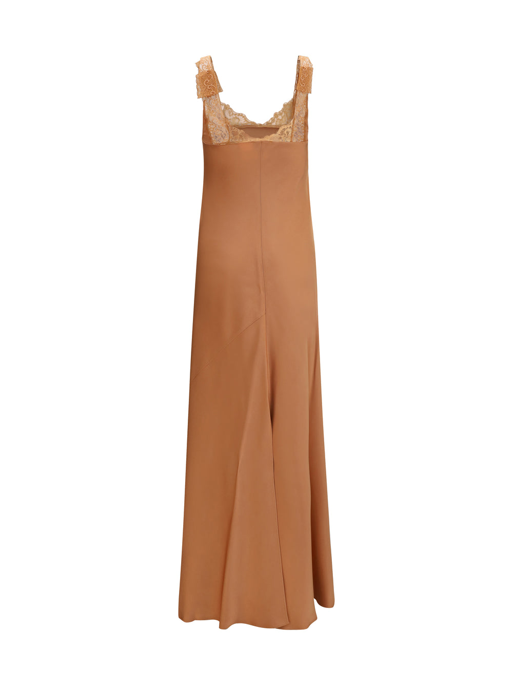 satin maxi Dress with lace trims 2