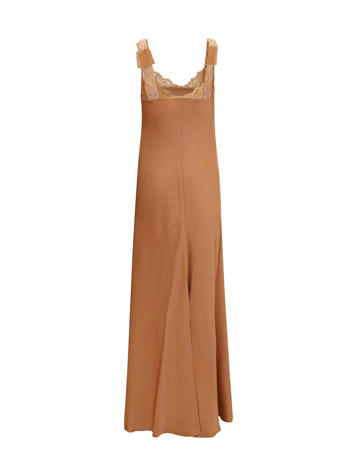 satin maxi Dress with lace trims 2