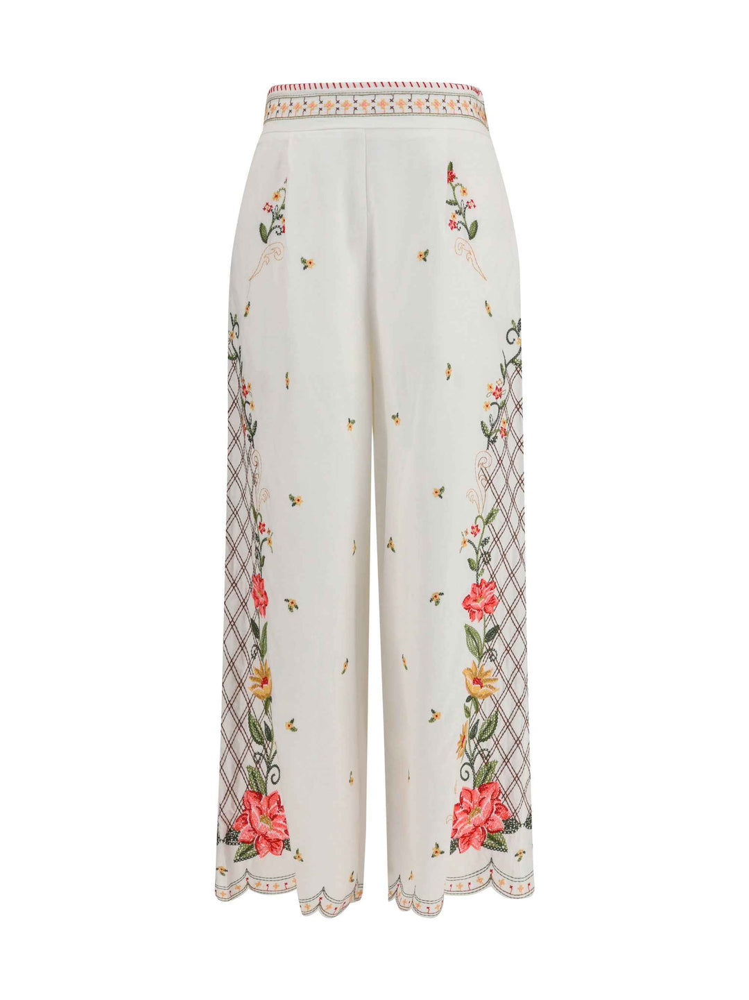 Floral embroidered wide-leg Pants