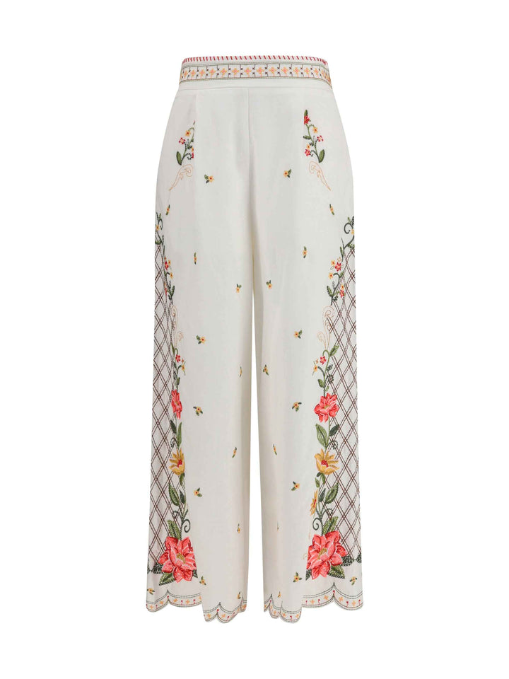 Floral embroidered wide-leg Pants