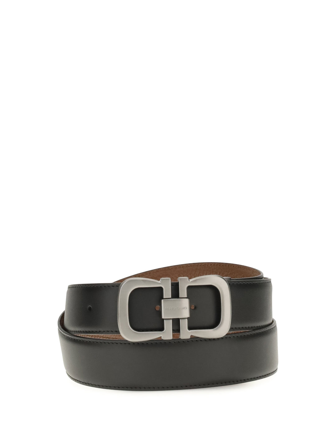 Reversible leather Belt with logo 1