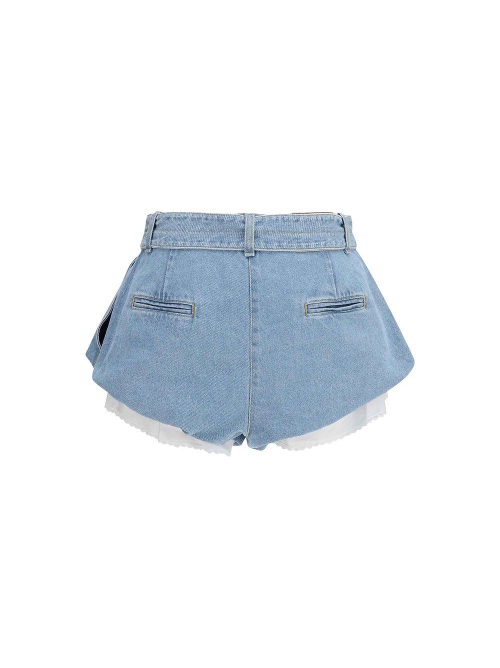 Flared denim Shorts with undershorts