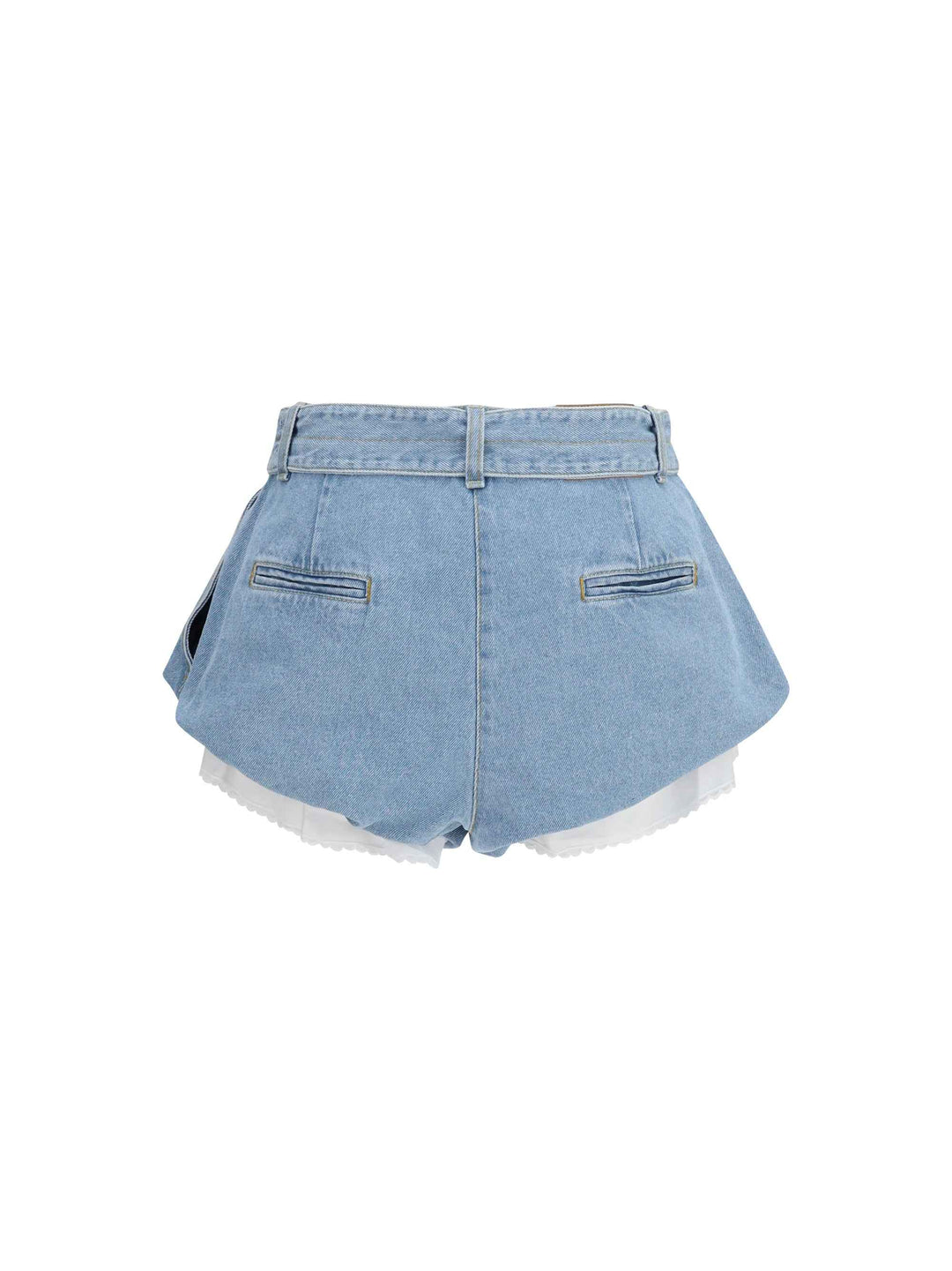 Flared denim Shorts with undershorts