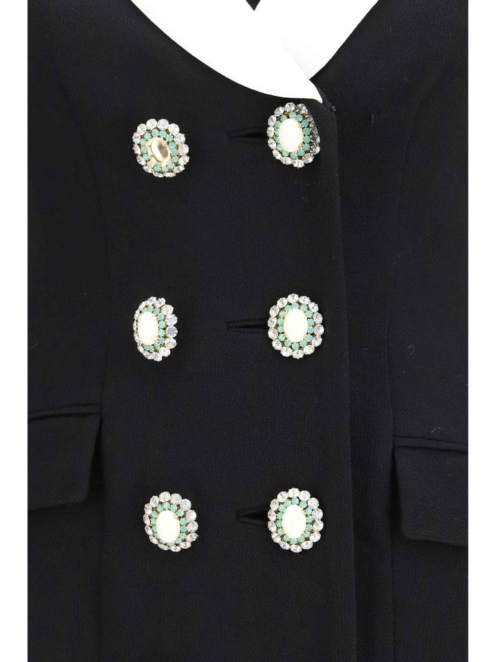 Long double-breasted Blazer with contrast neckline