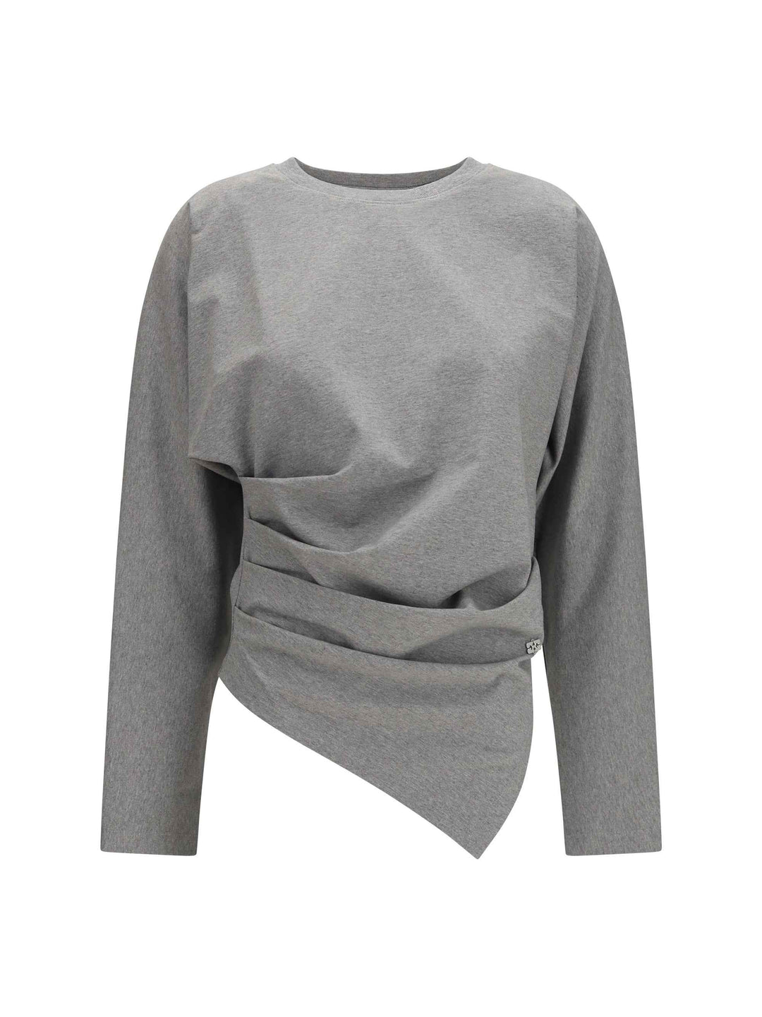 Asymmetric draped stretch cotton Top