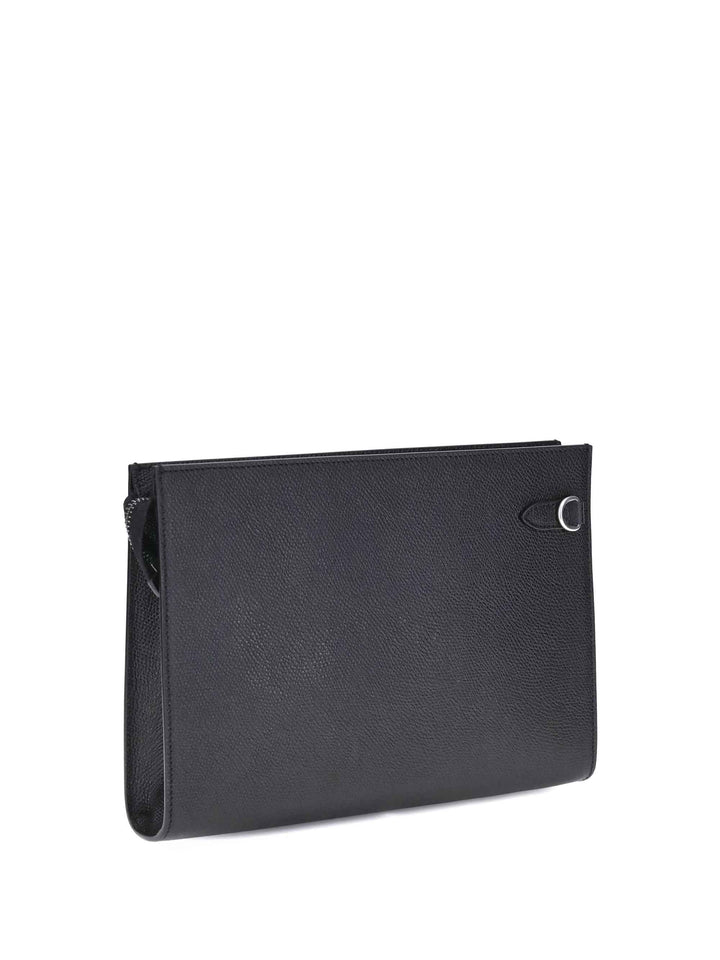 VLogo Signature grained calfskin Pouch