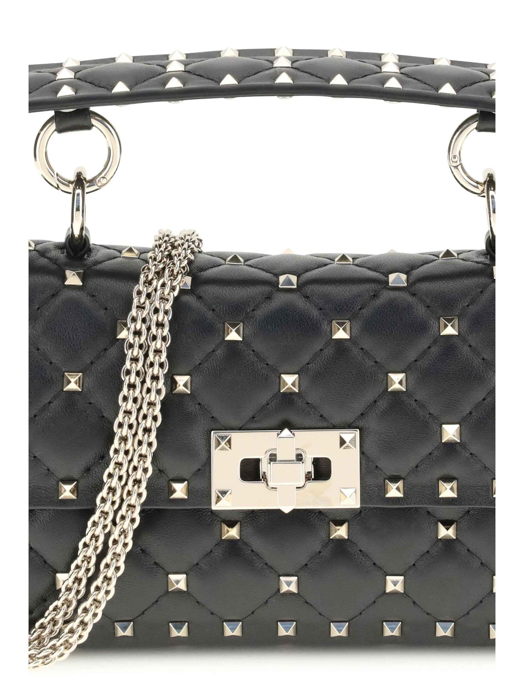 Rockstud Spike mini Top Handle Bag in nappa
