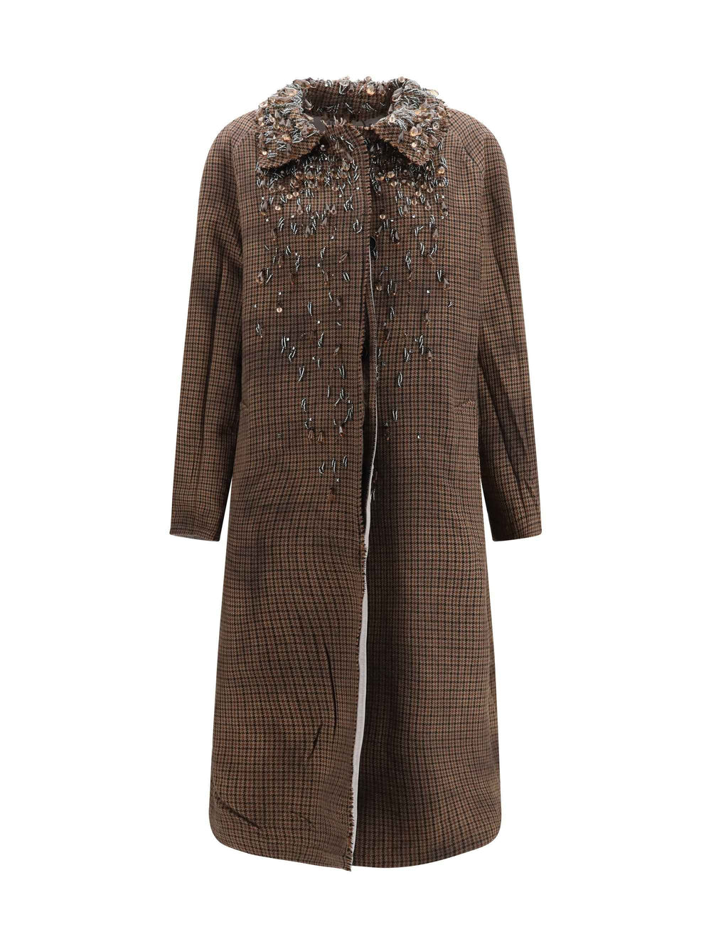 Reversible single-breasted coat with gocce details