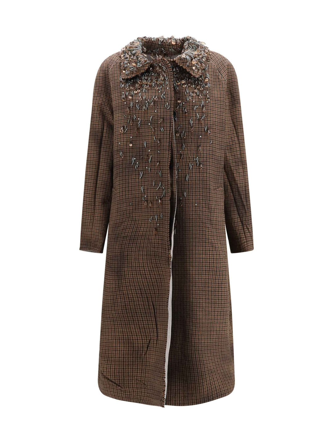 Reversible single-breasted coat with gocce details
