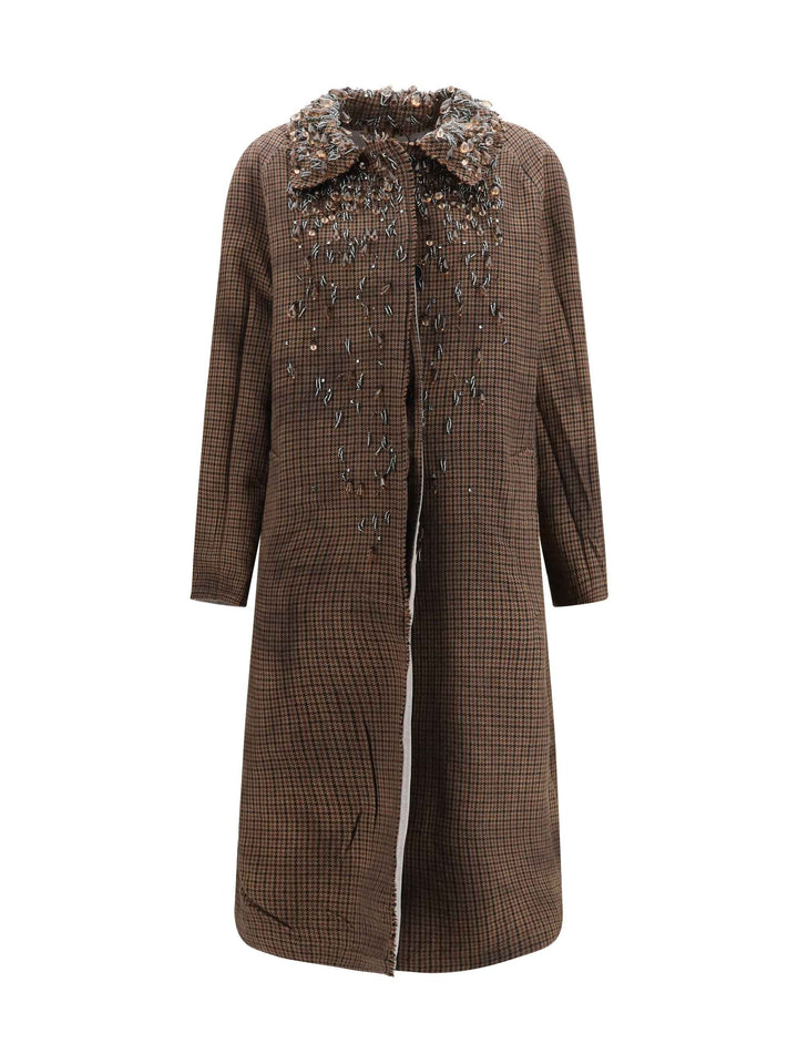 Reversible single-breasted coat with gocce details