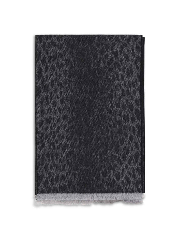 Leopard-print wool Scarf with monogram