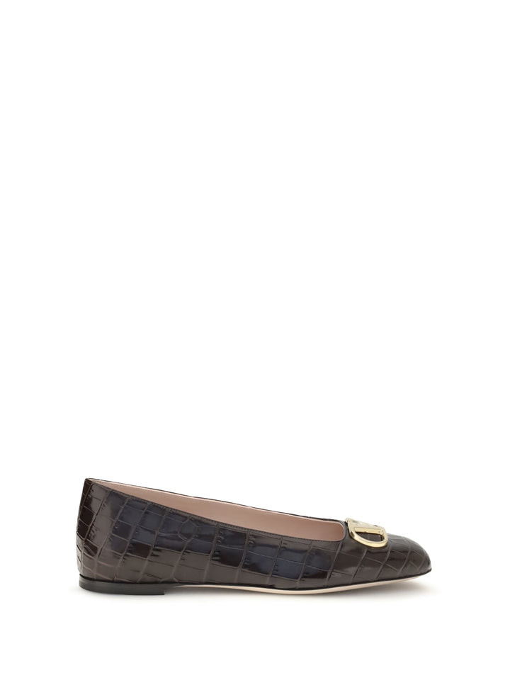 VLogo Signature croc-effect Ballerinas 1