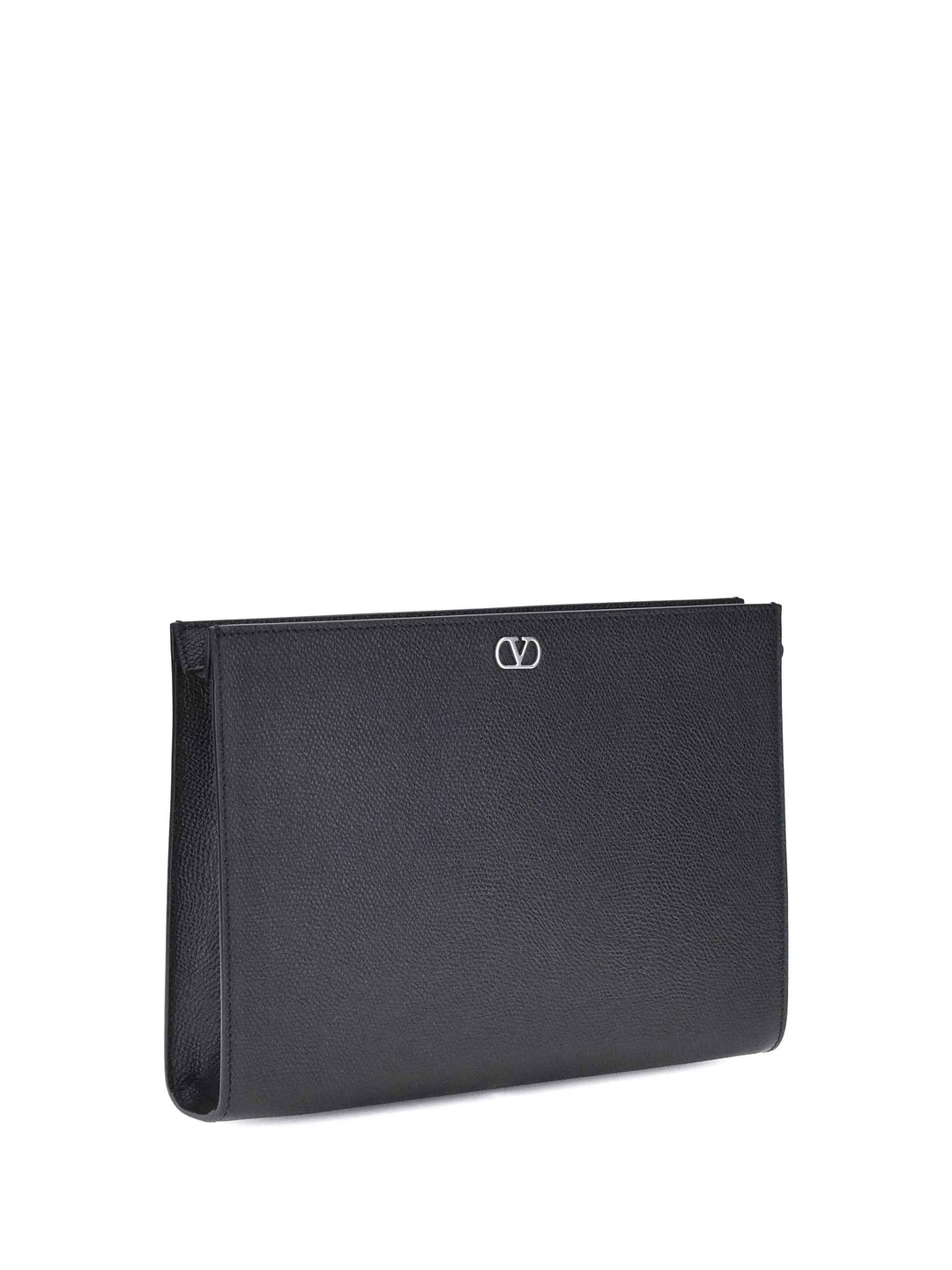 VLogo Signature grained calfskin Pouch