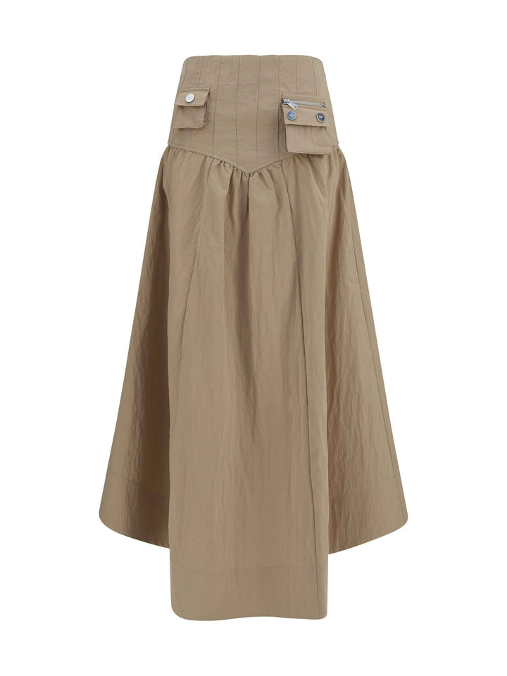 Corset-detail and ruched midi Skirt