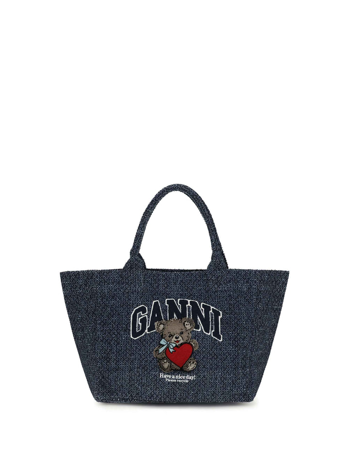 Medium denim Tote Bag with bear