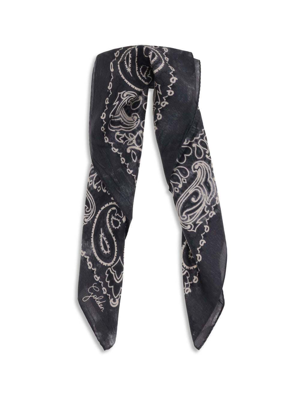 Golden paisley printed silk Scarf 2