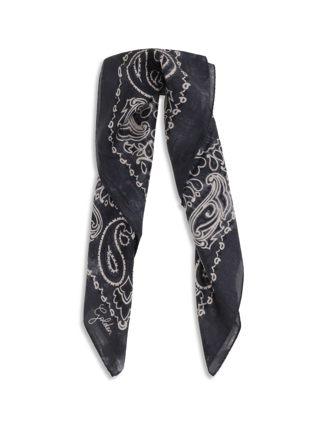Golden paisley printed silk Scarf 2