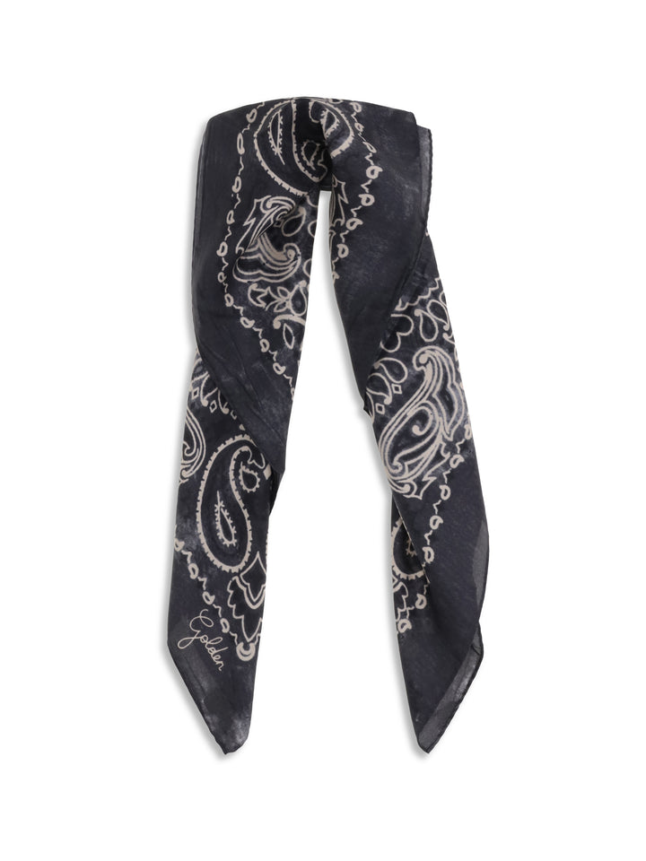 Golden paisley printed silk Scarf 2