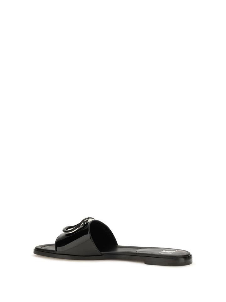 VLogo patent leather Slide Sandals 3