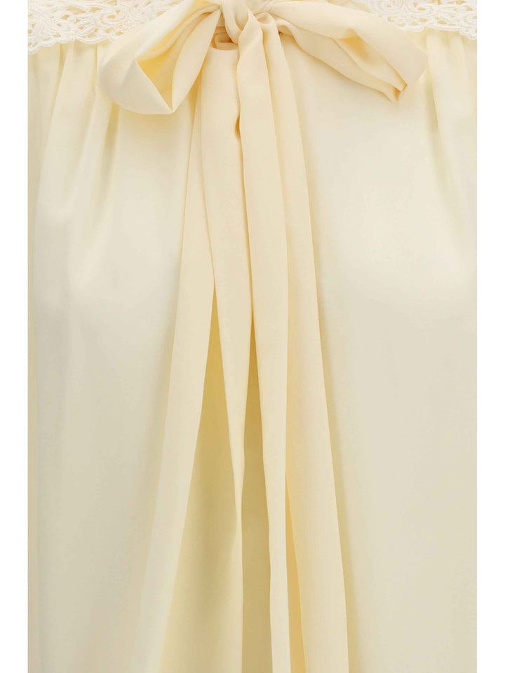 Bow Blouse with embroidered shoulders