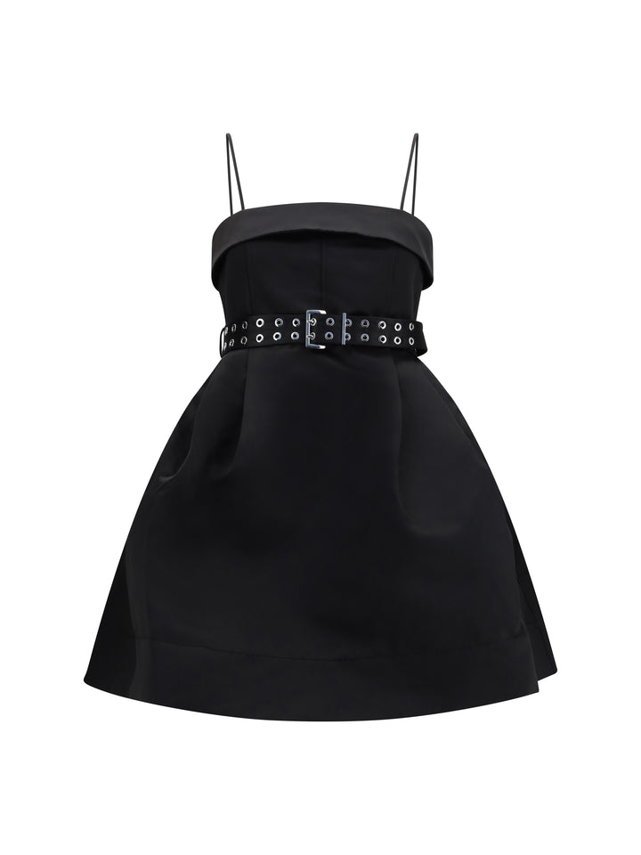 Short satin Dress with a full skirt 1